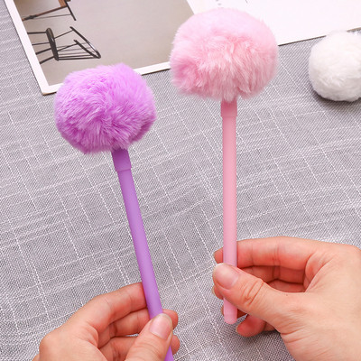 1db Aranyos pompon gél toll színes plüss toll iskolai irodaszerek Kawaii újszerű kreatív ajándékok lányoknak ajándék íróeszközök