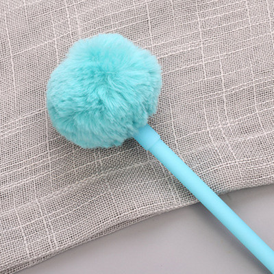 1vnt Mielas Pompom Gel Pen Spalvingas pliušinis rašiklis mokykliniai biuro reikmenys Kawaii Novel Kūrybinės dovanos mergaitėms Dovanų rašymo įrankiai