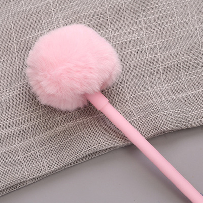 1vnt Mielas Pompom Gel Pen Spalvingas pliušinis rašiklis mokykliniai biuro reikmenys Kawaii Novel Kūrybinės dovanos mergaitėms Dovanų rašymo įrankiai