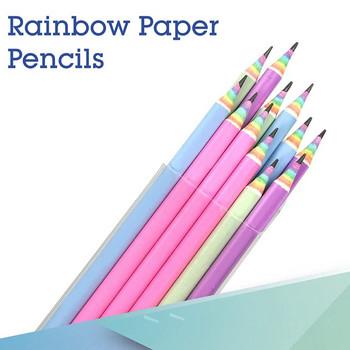 Екологично чиста рециклирана хартия Rainbow без дърво и пластмаса 2 молива HB за училищни и офис консумативи, 12 пакета