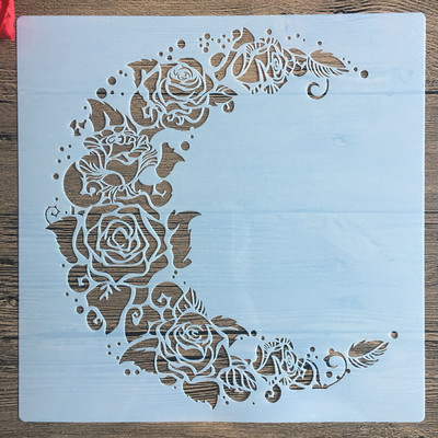 30 * 30cm μέγεθος diy craft μάνταλα φόρμα φεγγαριού για ζωγραφική στένσιλ με σταμπωτό φωτογραφικό άλμπουμ ανάγλυφη χάρτινη κάρτα σε ξύλο, ύφασμα, τοίχο