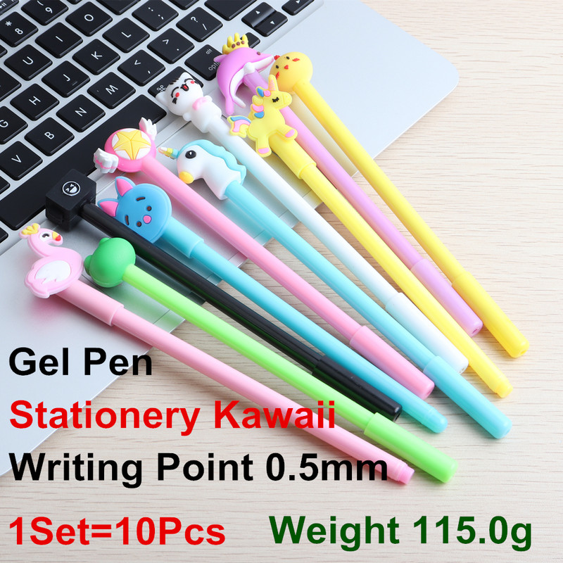 10 vnt / rinkinys Gel Pen Unicorn Pen Stationery Kawaii School Supplies Gel Ink Pen School Kanceliarinės prekės Biuro tiekėjai Rašikliai Vaikai Dovanos