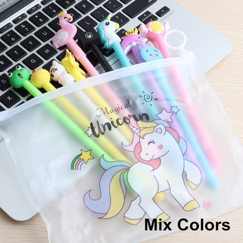 10 vnt / rinkinys Gel Pen Unicorn Pen Stationery Kawaii School Supplies Gel Ink Pen School Kanceliarinės prekės Biuro tiekėjai Rašikliai Vaikai Dovanos