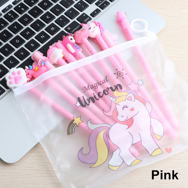 10 vnt / rinkinys Gel Pen Unicorn Pen Stationery Kawaii School Supplies Gel Ink Pen School Kanceliarinės prekės Biuro tiekėjai Rašikliai Vaikai Dovanos