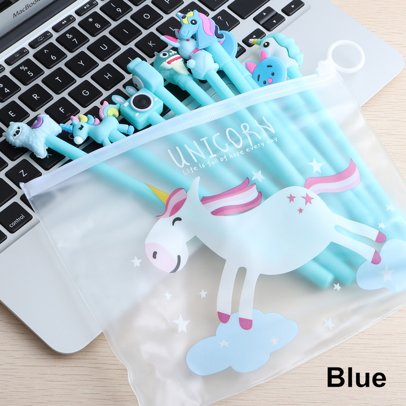 10 vnt / rinkinys Gel Pen Unicorn Pen Stationery Kawaii School Supplies Gel Ink Pen School Kanceliarinės prekės Biuro tiekėjai Rašikliai Vaikai Dovanos