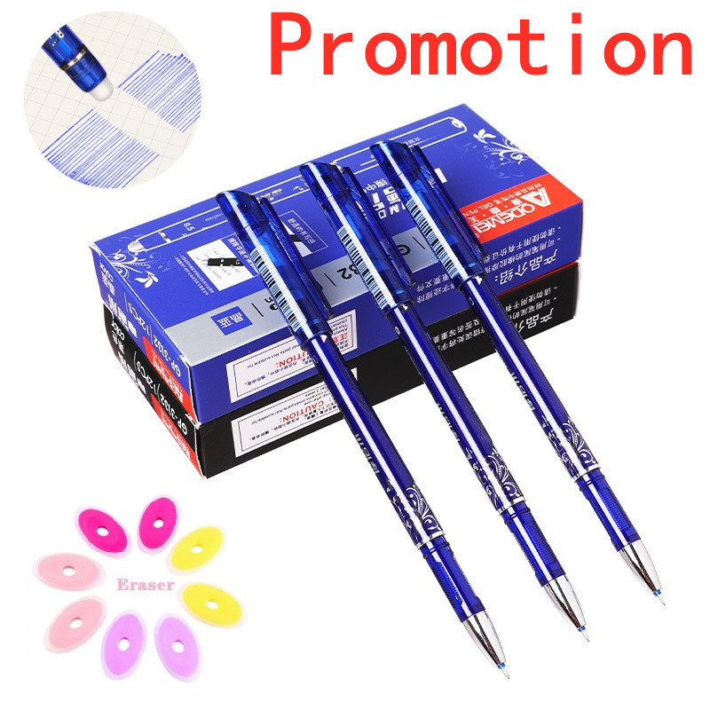 Kustutatav pliiats, pestav käepide, reklaam, must sinine tindiga geelpliiats Rollerball pastapliiatsid Kooli kontoritarvete tarvikud 040280