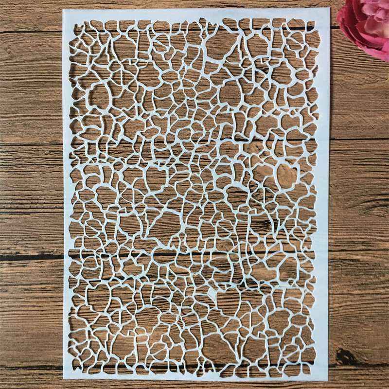 4 kom A4 29 cm mozaik cigla drvo tekstura tratinčica DIY slojevi šablone slikanje spomenar bojanje reljefni ukrasni predložak