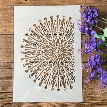 4 τεμάχια/Παρτίδα A4 κύκλος Floral Flower DIY Στένσιλ ζωγραφικής Λεύκωμα ζωγραφικής με ανάγλυφο άλμπουμ Πρότυπο διακοσμητικής κάρτας