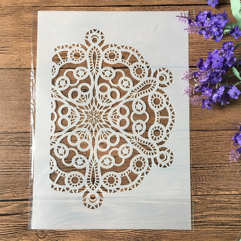 4Pcs/Lot A4 Kružni cvjetni cvijet DIY Šablone za slojeve Slikanje Spomenar Bojanje Album za utiskivanje Predložak za ukrasnu karticu