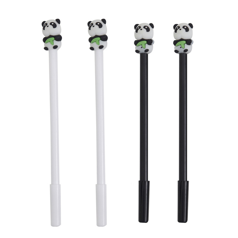 4 gab 0,5 mm avokado gēla pildspalvas Mīkstas, burvīgas dzīvnieku melnas krāsas gēla tintes pildspalvas glītu kancelejas piederumu rakstīšanai, skolas piederumi