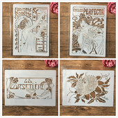 4 ks A4 29cm mýtická bohyňa kvet vrstvené šablóny na maľovanie na stenu scrapbooking vyfarbovanie reliéfny album dekoratívna šablóna