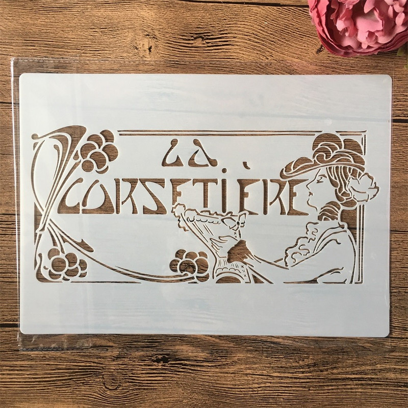 4 ks A4 29cm mýtická bohyňa kvet vrstvené šablóny na maľovanie na stenu scrapbooking vyfarbovanie reliéfny album dekoratívna šablóna