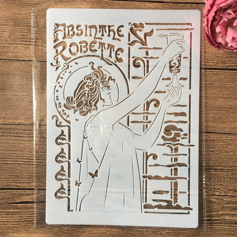 4 ks A4 29cm mýtická bohyňa kvet vrstvené šablóny na maľovanie na stenu scrapbooking vyfarbovanie reliéfny album dekoratívna šablóna