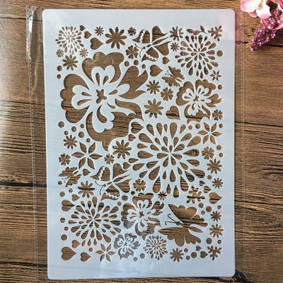 4 ks A4 29*21cm kvetinový list textúra DIY vrstvené šablóny nástenné maľby scrapbooking vyfarbovanie embossovanie album dekoratívna šablóna