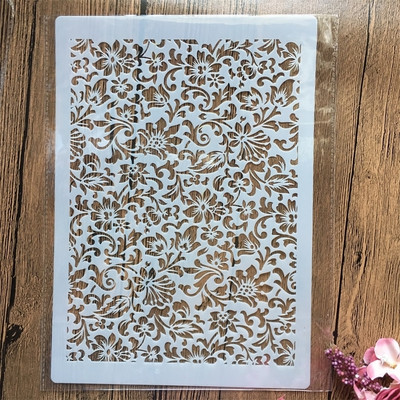 4 ks A4 29*21cm kvetinový list textúra DIY vrstvené šablóny nástenné maľby scrapbooking vyfarbovanie embossovanie album dekoratívna šablóna