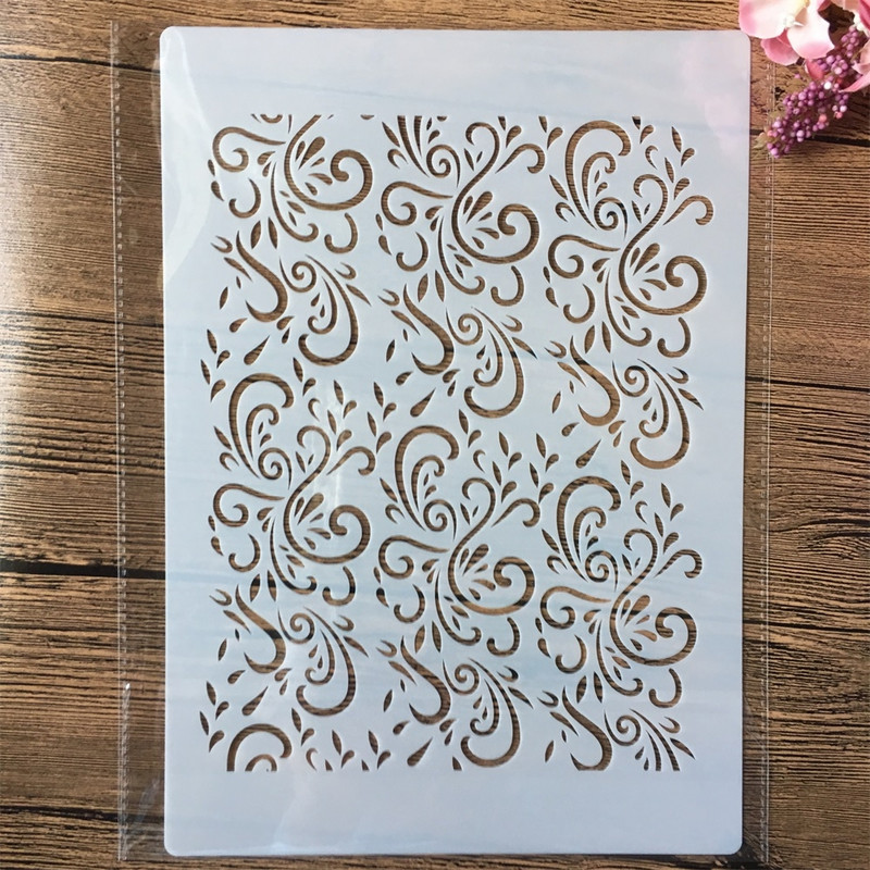 4 ks A4 29*21cm kvetinový list textúra DIY vrstvené šablóny nástenné maľby scrapbooking vyfarbovanie embossovanie album dekoratívna šablóna