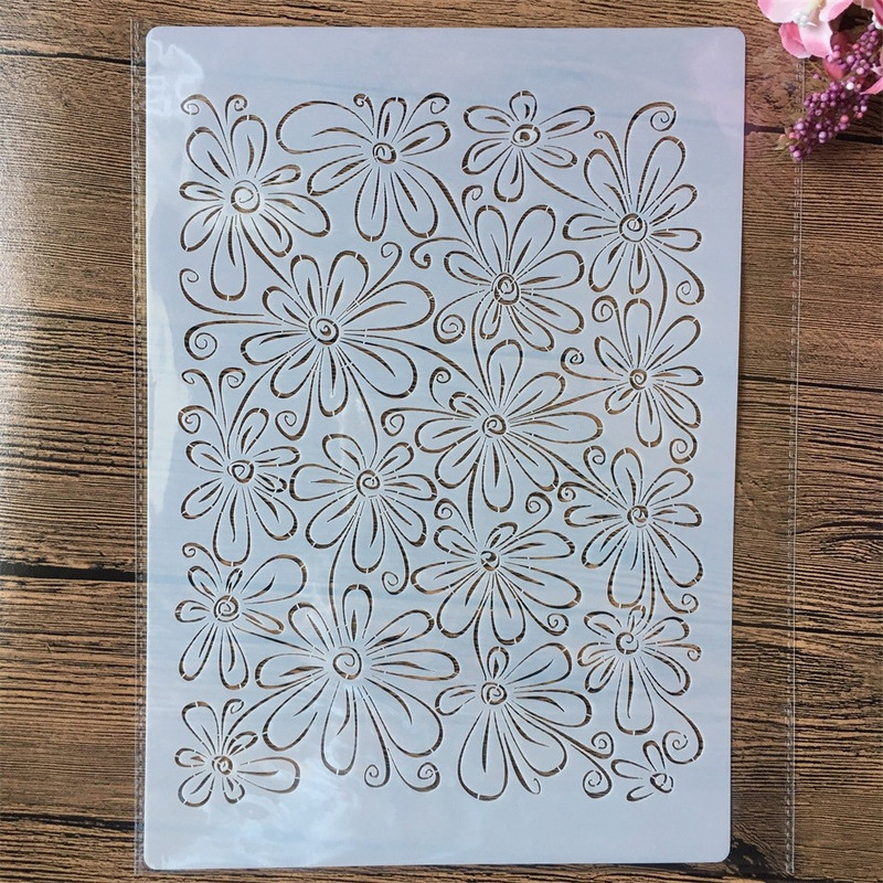 4 ks A4 29*21cm kvetinový list textúra DIY vrstvené šablóny nástenné maľby scrapbooking vyfarbovanie embossovanie album dekoratívna šablóna