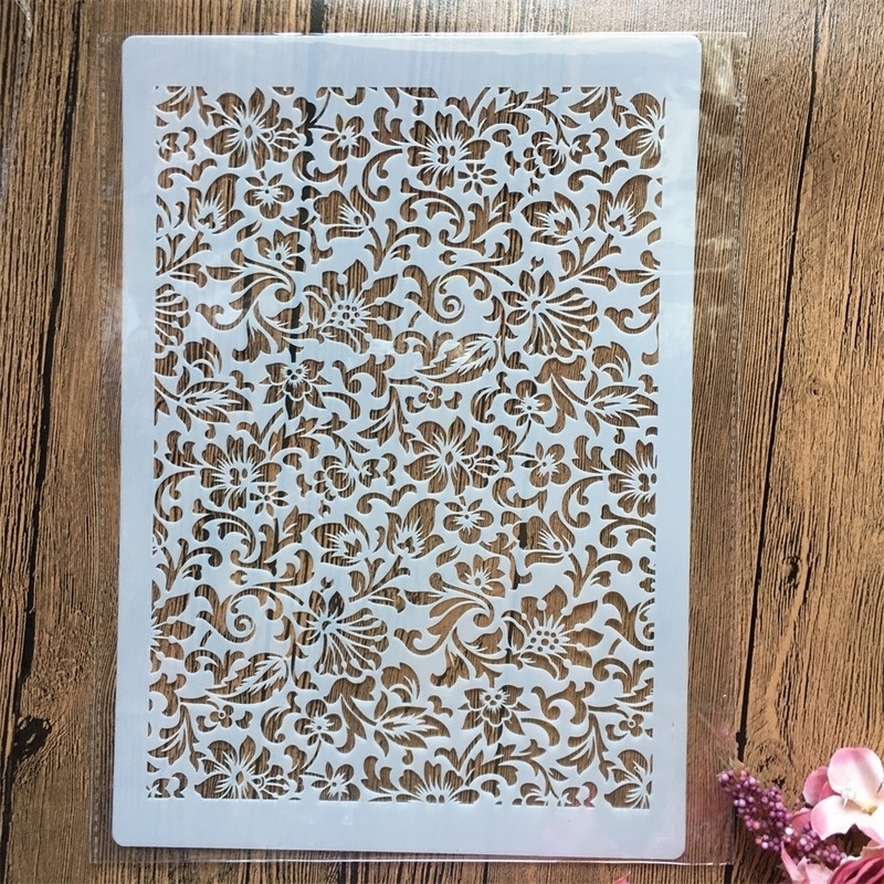 4 ks A4 29*21cm kvetinový list textúra DIY vrstvené šablóny nástenné maľby scrapbooking vyfarbovanie embossovanie album dekoratívna šablóna