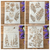 4Pcs/Lot A4 Lišće Leptir Stablo DIY Slojevi Šablone Slikanje Spomenar Bojanje Reljefni album Predložak za ukrasnu karticu