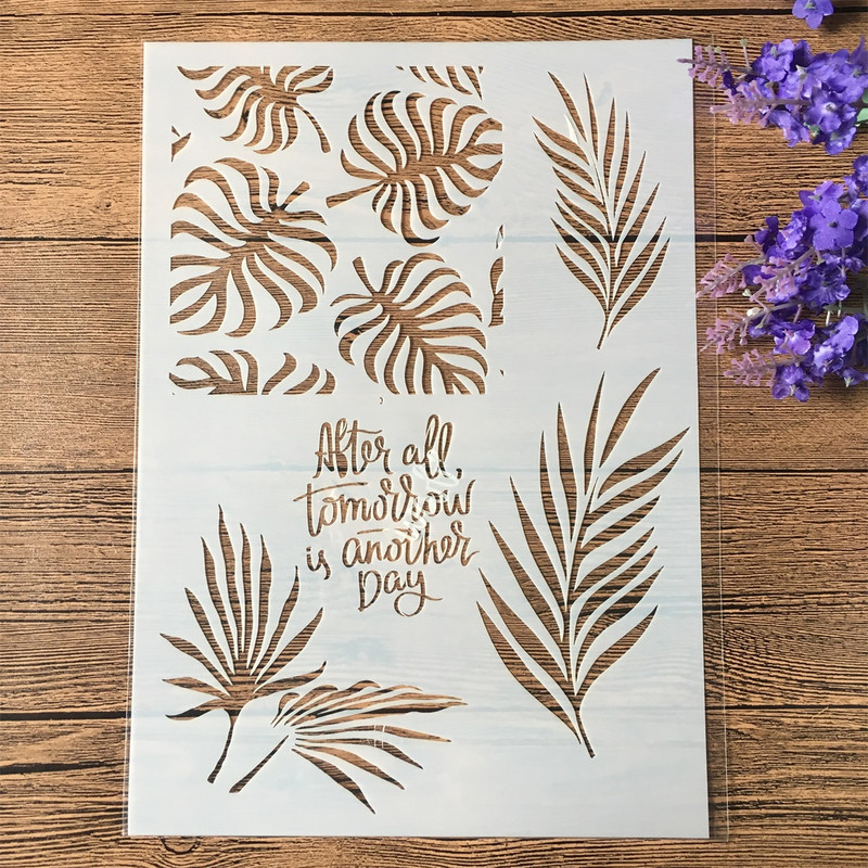 4Pcs/Lot A4 Lišće Leptir Stablo DIY Slojevi Šablone Slikanje Spomenar Bojanje Reljefni album Predložak za ukrasnu karticu