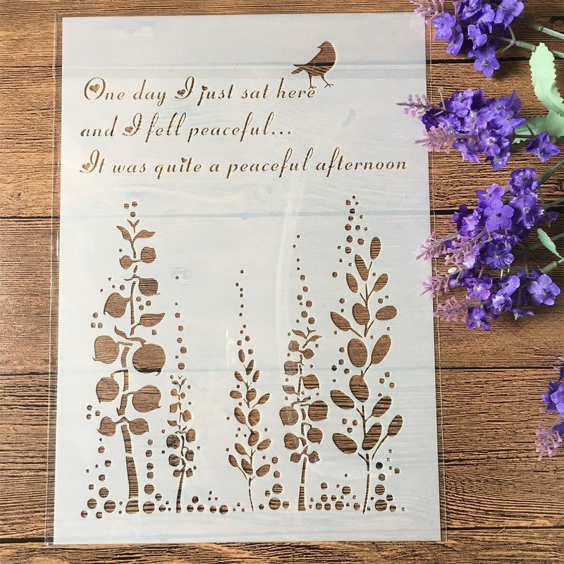 4Pcs/Lot A4 Lišće Leptir Stablo DIY Slojevi Šablone Slikanje Spomenar Bojanje Reljefni album Predložak za ukrasnu karticu