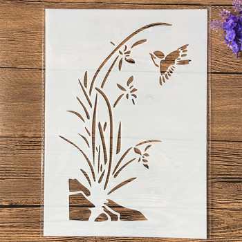 5 τμχ/Σετ Α4 29 εκ. Bird Grass Bamboo Plum Στένσιλ με στρώσεις DIY Ζωγραφική Λεύκωμα ζωγραφικής Διακοσμητικό πρότυπο άλμπουμ ανάγλυφο