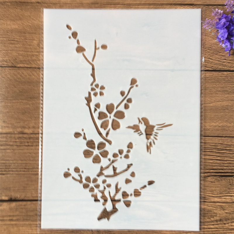 5kom/set A4 29cm ptica trava bambus šljiva DIY šablone za nanošenje slojeva slikanje spomenar bojanje album za utiskivanje ukrasni predložak