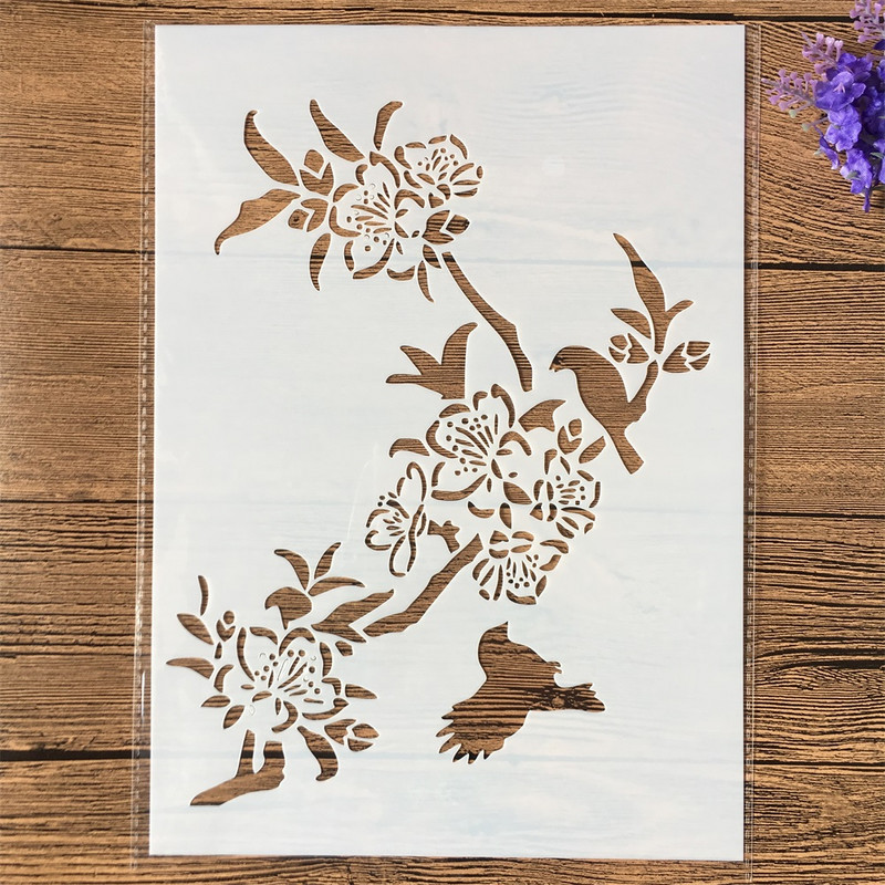 5kom/set A4 29cm ptica trava bambus šljiva DIY šablone za nanošenje slojeva slikanje spomenar bojanje album za utiskivanje ukrasni predložak