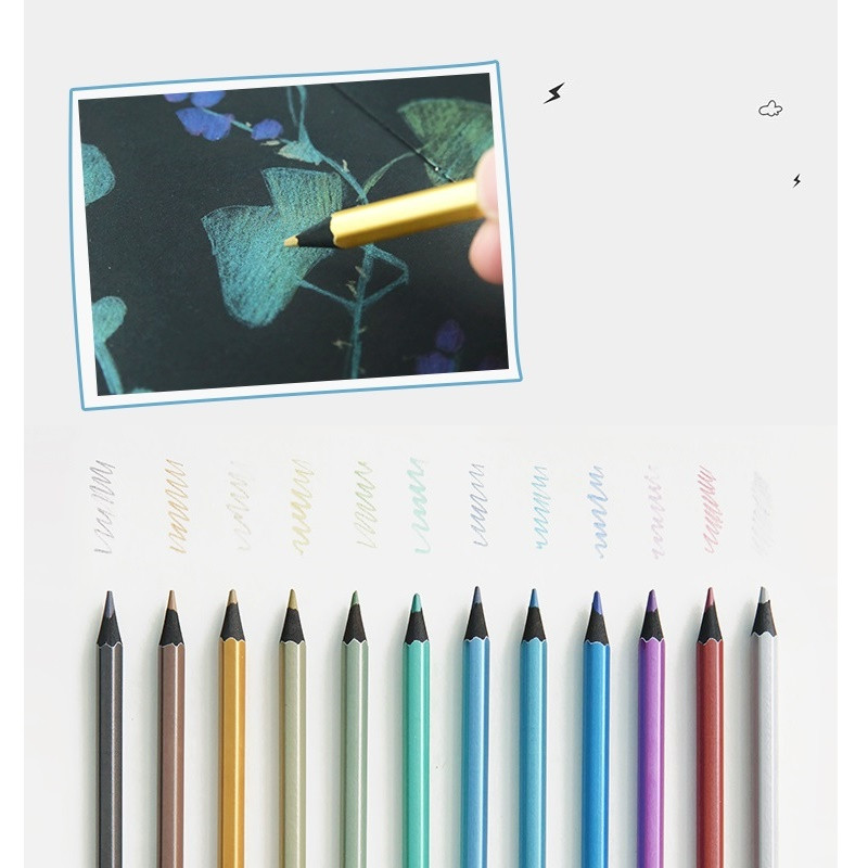 Set metalnih olovaka u boji od 12 komada Marco Raffine Fine Art crna drvena olovka metalne bojice za crtanje papirnica škola A6495