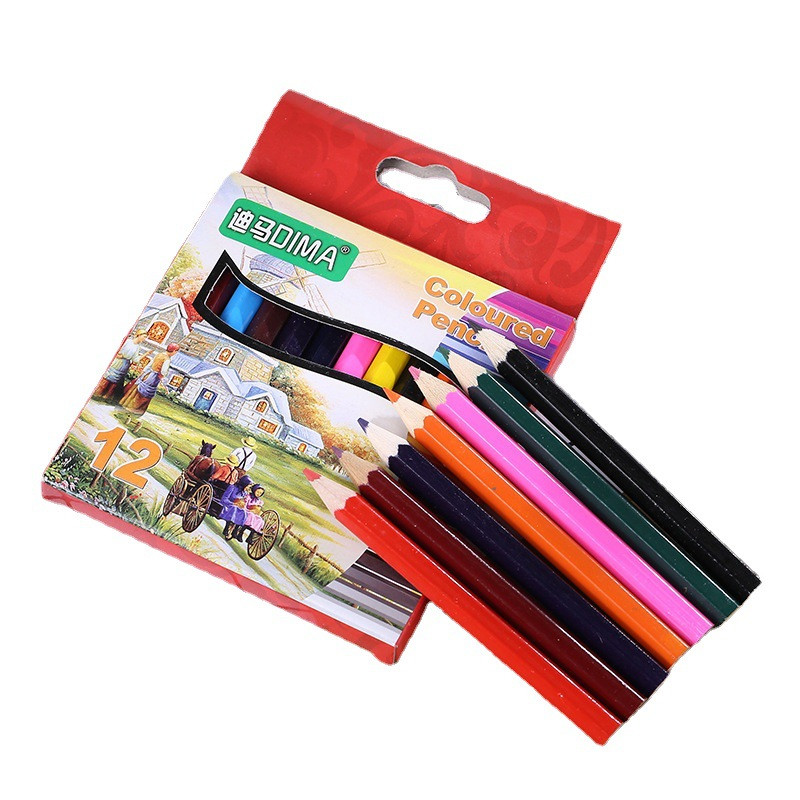 12kom/set kratki set drvenih olovaka u boji za djecu i učenike osnovnih škola kist za slikanje grafita u boji 12 boja