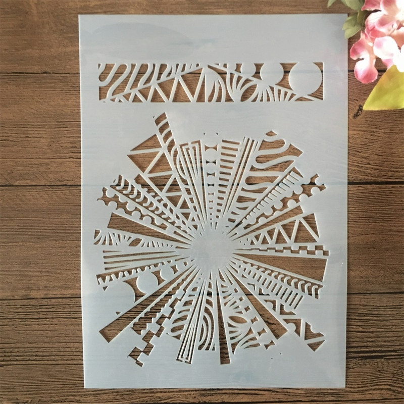 4 ks A4 29cm geometrické nepravidelné okrúhle štvorcové šablóny na vrstvenie, maľovanie, scrapbooking, vyfarbovanie, reliéfna šablóna na album, dekorácia