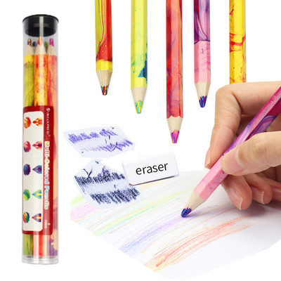 DEDEDEPRAISE Izbrisive olovke u mješovitim bojama 4-bojne debele olovne olovke u boji drva Lapis De Cor Painting Olovke u boji Papirnice
