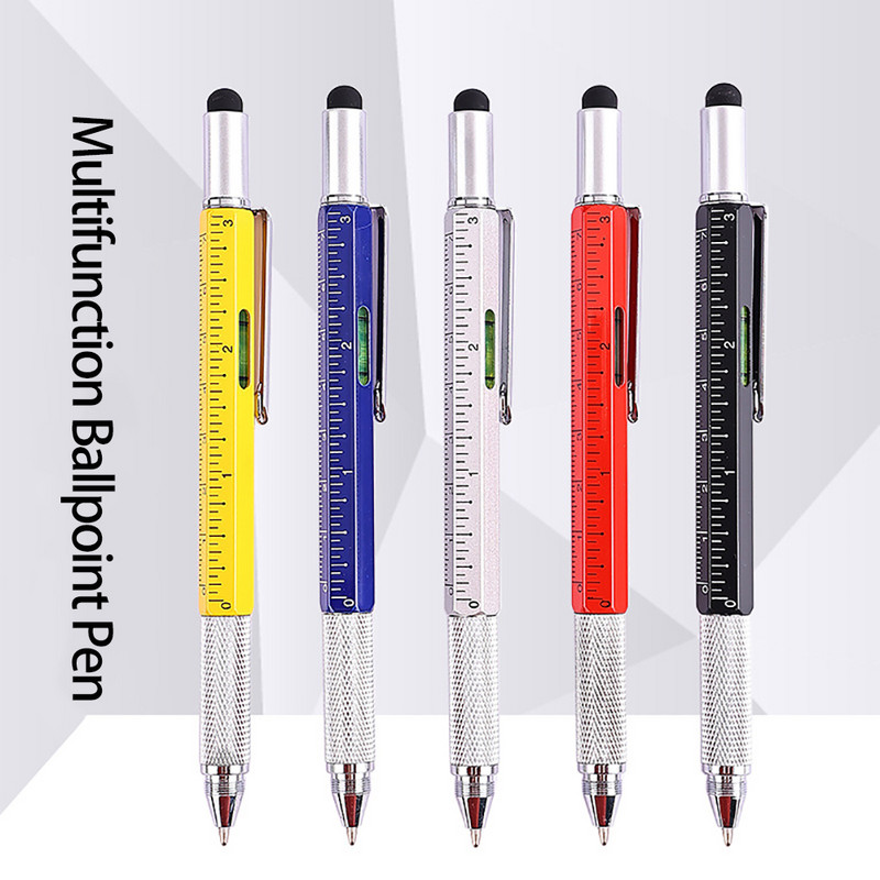7 u 1 kreativna višenamjenska kemijska olovka s ručnim mjernim tehničkim ravnalom odvijač igla zaslon osjetljiv na dodir libela