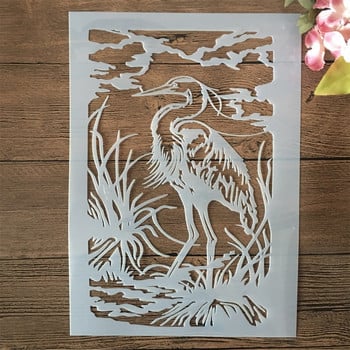 4 τεμ A4 29cm Swan Wild Duck Lake DIY Layering Stencils Wall Painting Scrapbook Coloring ανάγλυφο διακοσμητικό πρότυπο άλμπουμ