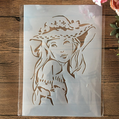 A4 29cm Sleep Girl Woman DIY Layering Stencils Wall Painting Scrapbook Coloring ανάγλυφο διακοσμητικό πρότυπο άλμπουμ