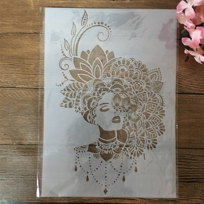A4 29cm Sleep Girl Woman DIY Layering Stencils Wall Painting Scrapbook Coloring ανάγλυφο διακοσμητικό πρότυπο άλμπουμ