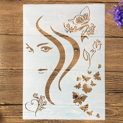 A4 29cm Sleep Girl Woman DIY Layering Stencils Wall Painting Scrapbook Coloring ανάγλυφο διακοσμητικό πρότυπο άλμπουμ