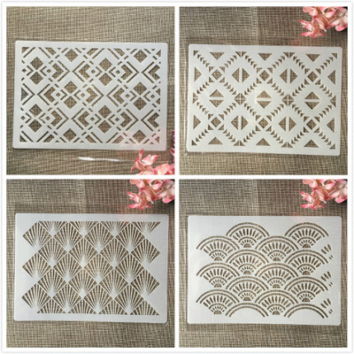 4 buc. A4 29 cm Mandala Totem Textura DIY Șabloane Stratificare Pictură Perete Album de însemnări de colorat embosare Album Șablon decorativ