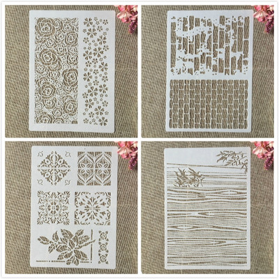 4 buc. A4 29 cm Mandala Totem Textura DIY Șabloane Stratificare Pictură Perete Album de însemnări de colorat embosare Album Șablon decorativ