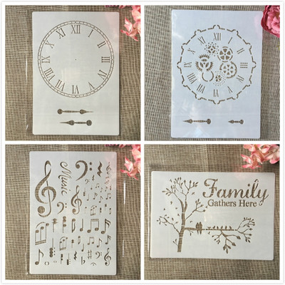 4 buc. A4 29 cm Mandala Totem Textura DIY Șabloane Stratificare Pictură Perete Album de însemnări de colorat embosare Album Șablon decorativ