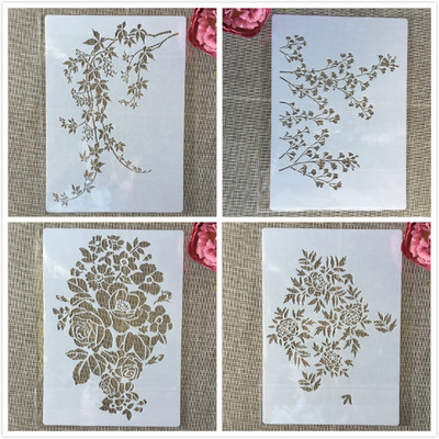 4 buc. A4 29 cm Mandala Totem Textura DIY Șabloane Stratificare Pictură Perete Album de însemnări de colorat embosare Album Șablon decorativ