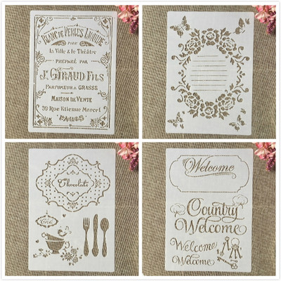 4 buc. A4 29 cm Mandala Totem Textura DIY Șabloane Stratificare Pictură Perete Album de însemnări de colorat embosare Album Șablon decorativ