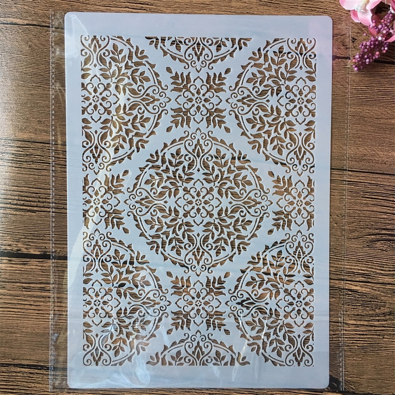 4 buc. A4 29 cm Mandala Totem Textura DIY Șabloane Stratificare Pictură Perete Album de însemnări de colorat embosare Album Șablon decorativ