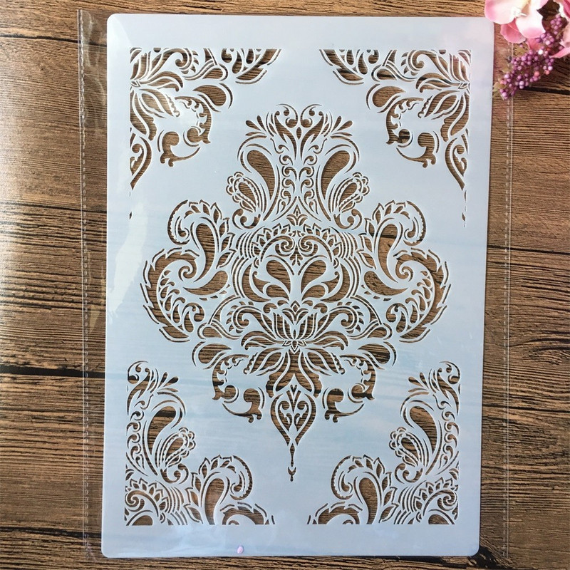 4 buc. A4 29 cm Mandala Totem Textura DIY Șabloane Stratificare Pictură Perete Album de însemnări de colorat embosare Album Șablon decorativ