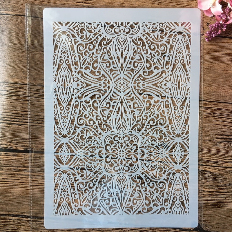4 buc. A4 29 cm Mandala Totem Textura DIY Șabloane Stratificare Pictură Perete Album de însemnări de colorat embosare Album Șablon decorativ