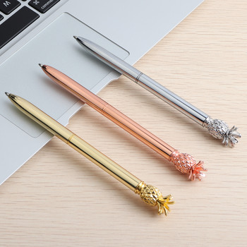 Химикалка GENKKY Стил на ананас Метален материал Химикалки със скиптър за училище Офис Цветове Гланцово Сребристо Златно Розово Добри за избор