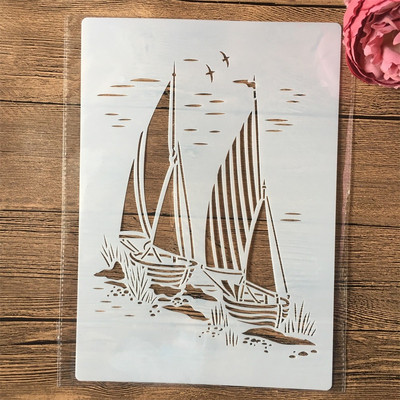4 ks A4 29cm Plachetnica Maják Ľadovec DIY Vrstvené šablóny Maľovanie Scrapbook Vyfarbovanie Razba Album Dekoratívna šablóna