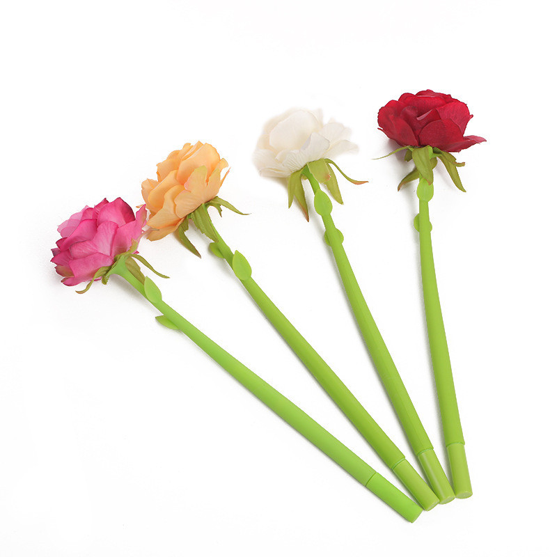 4 buc 0,5 mm cerneală neagră drăguț Kawaii flori de trandafir pix gel rechizite școlare de birou Papetarie creativ dulce, destul de minunat, stilou moale