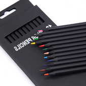 Komplet crnih drvenih olovaka u 12 boja Crtanje, Slikanje, Pribor, Školski pribor, umjetničke olovke u boji