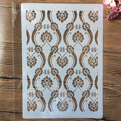A4 29 cm lieli ziedi tekstūra DIY slāņošanas trafareti sienu gleznojumi albums Krāsošana reljefs albums dekoratīvā veidne